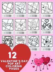 valentine's day coloring pages for kids with hearts and flowers on the page,