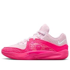 the nike zoom basketball shoe in pink and white is on sale for $ 599