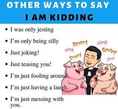 an image of a man and two pigs with the words i am kidding