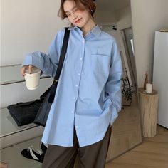 This is perfect for those who are looking for a clothing for a good price. It is fashionable, stylish, and it will look great on anyone who wears it. Do you wanahavit? Oversized Blue Shirt For The Office, Oversized Blue Collared Blouse, Blue Solid Color Shirt For Office, Blue Oversized Blouse For Office, Oversized Blue Office Blouse, Oversized Blue Button-up Blouse, Oversized Blue Button-up Shirt, Blue Office Shirt With Pockets, Oversized Blue Shirt With Button Closure