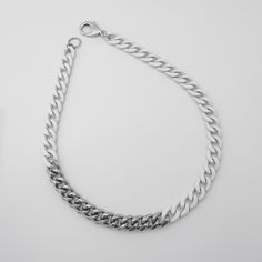 "Men Necklace - Men Chain Necklace - Mens Silver Necklace - Men Jewelry - Men Gift - Husband Gift - Boyfriend Gift - Gift For Dad - Guys The heavy-duty choker chain features two colour (white & nickel silver) very big link chain, Finished with heavy duty lobster clasp and extension chain. You can use the extension chain to wear this choker looser or lower in your neck. The choker necklace measures about 18.5\" (47 cm) long & it comes with 2\" (5 cm) extension chain. Need a different leng White Cuban Link Necklace As A Gift, White Cuban Link Necklace Gift, White Cuban Link Chain Necklace, White Cuban Link Chain Necklace With Adjustable Chain, White Curb Chain Link Necklaces, White Link Metal Necklaces, White Cuban Link Necklace, Modern White Chain Necklace, White Silver Link Chain Necklace