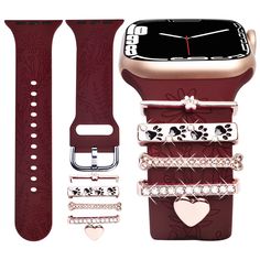 PRICES MAY VARY. 【PERFECT WATCH ACCESSORIES】 ORATYFAN Apple watch bands 40mm for women come with 5 sparkle metal decorative ring loops. They are durable and can be combined and matched in any way. compatible with bands from 19mm to 21mm and thicknesses less than 3mm. Fits on silicone and leather straps. Apple watch charms are also compatible with the silicone straps of Samsung Galaxy and fitbit sports watches. 【WILDFLOWER ENGRAVING DESIGN WATCH BAND】 our silicone apple watch bands are chosen wit Apple Watch Charms, Watch Band Charms, Watch Charms, Rings Accessories, Watch Ultra, 38mm Apple Watch Band, Watch Accessories, Charm Set, Watch Model