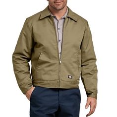 Dickies Men's Insulated Eisenhower Jacket, TJ15 Classic Long Sleeve Outerwear For Outdoor Work, Durable Casual Khaki Outerwear, Casual Durable Khaki Outerwear, Solid Outerwear For Outdoor Work In Fall, Solid Fall Outerwear For Outdoor Work, Durable Khaki Long Sleeve Outerwear, Durable Khaki Outerwear For Winter, Durable Long Sleeve Outerwear For Outdoor Work, Durable Solid Outerwear For Fall