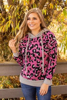 Hot Pink Leopard Hoodie – MOB Fashion Boutique Pink Winter Hoodie Sweater, Pink Drawstring Hood Sweater For Winter, Pink Winter Sweater With Drawstring Hood, Winter Pink Sweater With Drawstring Hood, Cute Pink Hoodie For Loungewear, Cute Pink Loungewear Hoodie, Pink Hooded Top For Fall, Pink Hoodie With Drawstring Hood For Fall, Cute Fall Hoodie For Loungewear