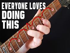 someone is playing an acoustic guitar with the words everyone loves doing this