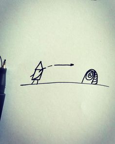 a pencil drawing of a man trying to catch a snail