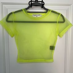 Never Worn// Perfect For Music Festivals// Glow Party Yellow Tank Top, Glow Party, Music Festivals, Neon Yellow, Music Festival, Neon, Womens Tops, Mesh, Crop Tops