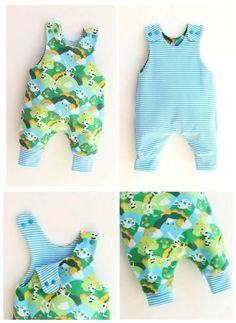 four different images of baby's clothing and shoes, including one with an elephant on it