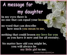 a message for my daughter with white flowers in the foreground and text below it