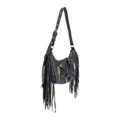 Style: Moto, Fringe & Jacket

Color: Black

Material: Vegan Leather & Metal

Bag Size: 11.4 x 11.8 x 3.5 inches

Details: Faux Leather

More Detail: Gold Metal Tone

Weight:2.100000 Gothic Purse, Metal Bag, Fringe Fashion, Zippers Fashion, Fashion Bottoms, Leather Shoulder Handbags, Fringe Jacket, Metallic Bag, Fashion Jewelry Earrings