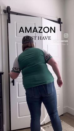 a woman standing in front of a door with the caption amazon, still have