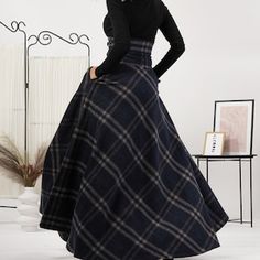 Tartan Wool Walking Skirt Maxi Checkered Winter Skirt - Etsy Plaid Floor, Walking Skirt, Plaid Wool Skirt, Quirky Style, Floor Length Skirt, Skirt Maxi, Winter Skirt, Wool Skirt, Plaid Skirt