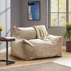 a living room filled with furniture and a potted plant