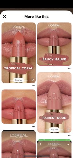 Loreal Lipstick Swatches, Lipstick Types, Revlon Rose Velvet, Revlon Lipstick Swatches, Lipstick Shades For Fair Skin, Loreal Lipstick, Revlon Lipstick, Peach Makeup, Face Makeup Tips