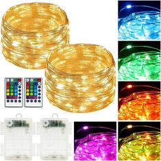 Led Fairy Lights Battery Operated 39Ft 120 LED Color Changing String Lights with Remote Battery Led String Lights, Halloween Lighting Outdoor, Battery Powered Fairy Lights, String Lights In The Bedroom, Fairy Lights Bedroom, Battery String Lights, Indoor String Lights, Led Fairy Lights, Light Copper