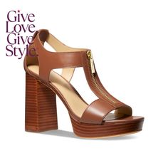 in stock Michael Kors Brown Sandals With Round Toe, Michael Kors Brown Round Toe Sandals, Luxury Michael Kors Sandals For Spring, Michael Kors Leather Sandals With Cushioned Footbed, Michael Kors Leather Open Heel Sandals, Michael Kors Luxury High Heel Sandals, Luxury Michael Kors High Heel Sandals, Michael Kors Brown Leather Sandals, Luxury Leather Michael Kors Sandals