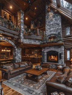 Bloxburg Rustic House Ideas, Log Cabin Mansions, Big Beautiful Houses, Family Compound, Small House Layout, Log Home Decorating, Modern Mountain Home, Party Barn, Log House