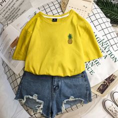 Lovely Fruits Tshirt PN2676 ●Size: S：Length 64 cm shoulder 41 cm bust 88 cm M：Length 66 cm shoulder 42 cm bust 92 cm L：Length 68 cm shoulder 43 cm bust 96 cm XL：Length 70 cm shoulder 44 cm bust 100 cm XXL：Length 72 cm shoulder 45 cm bust 104 cm (Please allow 1-3cm differs due to manual measurement.As different computers display colors differently,the color of the actual may vary slightly from the above images.Thanks for your understanding.) ●Material：cotton ●About Shipping: We attach great importance to the orders of each customer and parcel delivery. 1.Processing time: 2-3 business days. 2.Shipping time: 10-15 business days to US, please allow 3-4 weeks shipping to other country.(Shipping times can be affected by variable customs clearance times or public holidays.) Trendy Long Sleeve T-shirt For Summer, Casual Short Sleeve Top With Letter Print For Summer, Trendy Yellow Long Sleeve T-shirt, Trendy Long Sleeve Yellow T-shirt, Trendy Yellow Crew Neck T-shirt, Basic Crew Neck Summer Tops, Summer Graphic Tee With Long Sleeves, Casual Yellow T-shirt For Summer, Long Sleeve T-shirt For Summer Streetwear