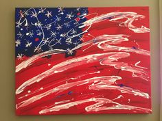 an american flag is painted on a canvas