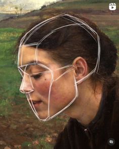 A painting of the side profile of a woman with brown hair and a brown sweater over a grassy background; the painting is sketched over with white digital pen marking out the planes on her face, eyes, jawline, etc. Stephen Bauman, Arte Sketchbook, Anatomy Art, Book Art Drawings, Art Tutorials Drawing, Sketchbook Art Inspiration, Cool Art Drawings, Art Inspiration Drawing