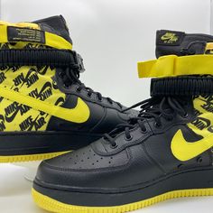 Nike Air Sf Air Force 1 High Ar1955-001 Dynamic Yellow/Black Us Size 11.5. Brand New Without Its Original Box. Yellow High-top Custom Sneakers For Streetwear, Yellow High-top Sneakers For Streetwear, Yellow Nike Air Force 1 Lace-up For Streetwear, Nike Yellow High-top Sneakers For Sports, Yellow Synthetic Basketball Shoes With Laces, Yellow Synthetic Basketball Shoes, Yellow Urban High-top Sneakers For Sports, Urban Style Yellow High-top Sneakers For Sports, Urban Yellow Mid-top Sneakers