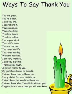 a birthday card with a lit candle on it and the words, ways to say thank you