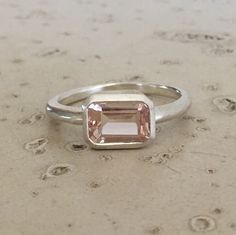 Our last Morganite ring left! I love the matter finish which makes the morganite pop! Modern Rectangular Birthstone Ring, Minimalist Topaz Gemstone Ring For Everyday Wear, Minimalist Topaz Ring For Everyday, Modern Rectangular Topaz Wedding Ring, Modern Solitaire Ring With Rectangular Stone, Rectangular Gemstone Ring For Everyday, Minimalist Square Cut Gemstone Ring, Minimalist Rectangular Birthstone Rings, Minimalist Everyday Topaz Ring