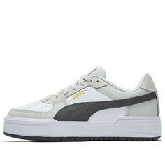 PUMA Ca Pro 'Gray White Green' 386083-04 (SNKR/Skate/Unisex/Low Top/Wear-resistant/Shock-absorbing) Gray Lace-up Sporty Skate Shoes, Gray Lace-up Skate Shoes For Sports, Gray Low-top Skate Shoes For Sports, Gray Urban Skate Shoes With Cushioned Footbed, Gray Low-top Breathable Skate Shoes, Gray Low-top Fade-resistant Skate Shoes, Gray Cushioned Skate Shoes, Gray Skate Shoes With Cushioned Footbed For Sports, Sporty Gray Skate Shoes For Sports