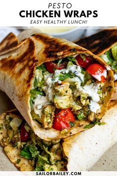 Delicious, easy pesto chicken wraps make the ultimate healthy lunch or dinner. Bursting with fresh flavors and pesto in every bite, this easy lunch recipes is ready in under 20 minutes, perfect for busy weeks and great for meal prep. Easy Pesto Chicken, Pesto Wrap, Plats Healthy, Lunch Wraps, Chicken Wrap, Easy Healthy Lunches, Health Dinner, Easy Lunch Recipes