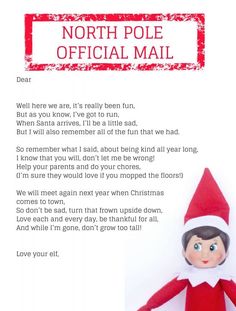 an elf's letter to someone from the elf in the house on christmas day