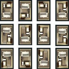 eight identical images of the same room in a house