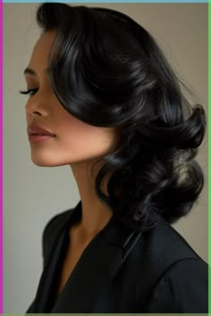 Glamorous Hollywood waves are a stunning option for hairstyles for long hair, offering a luxurious and sophisticated look. This style is perfect for red carpet events, weddings, and other special occasions. The waves add volume and movement, creating a polished appearance. Hollywood waves work well with various hair types and can be styled in different ways, suitable for Hairdo For Long Hair and Curl Hairstyles For Long Hair Wedding. Click or tap to see more glamorous Hollywood wave hairstyles for long hair. Classy Hair Styles Wedding, Glamorous Half Up Half Down Hair, Long Hair Styles For Wedding Guest Curls, 50s Long Hair, Vintage Waves Hair Long, Swirl Hairstyle, Sleek Wavy Hair, Hairstyles For Occasions, 1960s Hairstyles For Long Hair