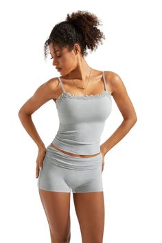 Feature Rayon and Spandex, Buttery soft, Breathable, 4-way stretchy Sexy crew neck camisole crop top and sleeveless This lounge set is perfect for going out with streetwear, travel, vacation, daily casual lounge wear or sleepwear. Size: (Our size chart) XS=US 2, S=US 4, M=US 6, L=US 8, XL=US 10 Seamless Spaghetti Strap Crop Top For Loungewear, Spaghetti Strap Crop Top For Loungewear, Seamless Tank Top For Summer Lounging, Seamless Summer Tank Top For Lounging, Seamless Camisole Crop Top For Loungewear, Stretch Tank Camisole For Loungewear, Stretch Modal Tank Top For Loungewear, Modal Stretch Tank Top For Loungewear, Summer Stretch Camisole For Lounging