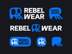 three stickers that say, rebel wear