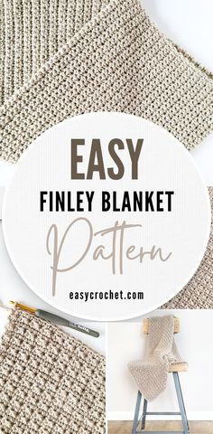 the easy knitted blanket pattern with text overlay