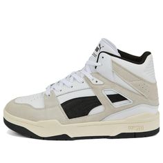 PUMA Slipstream Hi Heritage 'Black White Gray' 387998-03 (SNKR/Skate/Casual/Unisex/High Top) Puma High Tops, Nimbus Cloud, White Puma, Puma White, Puma Sneakers, Hot Sneakers, Pumas Shoes, Stylish Sneakers, Jordan Retro