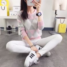 Korean Girl Fashion Casual, Club Factory, Korean Winter Outfits, Ladies Sweater, Korean Casual Outfits, Trendy Dress Outfits, Fashionista Clothes, Korean Girl Fashion, Warm Spring