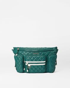 Emerald/Ecru XL Metro Sling Quilted Belt Bag, Mz Wallace, Travel Workout, Organization Help, Color Swatches, Tote Backpack, Sling Bag, Travel Accessories, Belt Bag