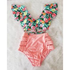 Dive into summer with our brand new Double Shoulder Ruffle Bikini with High Waist!! Get ready to elevate your beach look with this chic and playful ensemble.Featuring double shoulder ruffle detailing, this bikini adds a flirty flair that sets you apart from the crowd. The high-waisted bottoms offer both style and coverage, giving you the confidence to flaunt your curves with ease.Crafted from high-quality materials, our bikini ensures maximum comfort and durability for all-day wear. Whether you' Summer Ruffled Swimwear For Beach Season, Ruffled Swimwear For Beach Party Vacation, Pink Ruffled Swimwear For Vacation, Ruffled Tankini For Vacation Beach Season, Ruffled Tankini For Beach Vacation, Beachy Ruffled Swimwear For Beach Season, Ruffled Tankini For Beach Season Vacation, Summer Swimwear With Ruffles For Sunbathing, Beachwear Ruffles Tankini For Vacation