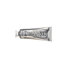 A travel-sized version of Marvis' original, apothecary-style toothpaste. Made in Italy, this toothpaste effectively cleans teeth, freshens breath, and helps to protect gums. The unique, long-lasting flavo﻿﻿rs and smooth consistency will make anyone an immediate fan. Whitening Mint- a sharp taste of cool mint for a pleasant and lasting freshness, with whitening properties Classic Strong Mint- enticing peppermint flavor with long lasting freshness Cinnamon Mint- Cinnamon's exotic sweetness is enha Travel Size Toothpaste, Marvis Toothpaste, Travel Toothpaste, Apothecary Style, Mens Toiletry Bag, How To Prevent Cavities, Candle Matches, White Smile, Whitening Toothpaste