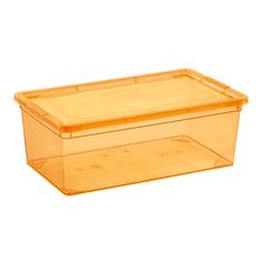 a yellow plastic container with lid on a white background and clipping to the side