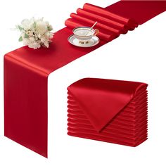 PRICES MAY VARY. 🌺[ Preferred Decorations ]: The package includes 24pcs x table runner (12" x 108" / 30mm x 275mm). The quantity can meet your daily use. The size of the satin table runner is suitable for decorating many occasions, such as weddings, birthdays, banquets, buffets, dinner parties, parties, picnics, anniversaries, Christmas, Thanksgiving. It can also be used in the kitchen, home decoration, indoor or outdoor events. Definitely one of your daily must-have decorations. 🌺[ Ingenious Table Runner Red, Birthday Buffet, Table Runner Decor, Wedding Decorations Table, Red Table Runner, Satin Fabrics, Dinner Decor, Decorations Table, Red Table