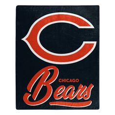 the chicago bears logo is shown on a black and red towel that reads, chicago bears