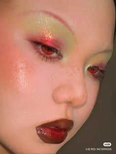 #eyemakeup#aestheticmakeup#softglam#prettyeyemakeup#makeup #makeupinspiration#fyp Modern Geisha Makeup, Portals Makeup Ideas, Red Fairy Makeup, Camp Makeup, Makeup Noel, Maximalist Makeup, Fairy Eye Makeup, Experimental Makeup, Sfx Ideas