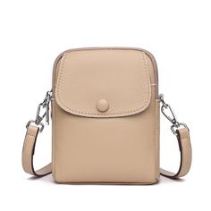 100% cowhide Solid Color Single Shoulder Crossbody Bag Beige Leather Shoulder Phone Bag, Beige Mobile Phone Belt Bag In Shoulder Style, Beige Crossbody Phone Bag With Removable Pouch, Beige Leather Shoulder Bag With Cell Phone Pocket, Soft Leather Crossbody Phone Bag, Beige Leather Phone Bag With Detachable Strap, Beige Leather Phone Bag With Removable Pouch, Beige Leather Crossbody Phone Bag, Beige Leather Phone Bag With Adjustable Strap