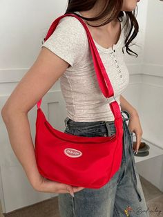 BirdinBag - Versatile Adjustable-Strap Hobo Bag with College & High School Appeal - Ideal for Outdoors, Travel & School Red Bag, Travel School, Word Wrap, Bag Straps, Hobo Bag, High School, Adjustable Straps, Bag Lady, Red