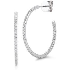 Sofer Jewelry - Diamond Stud Hoop Earrings, 1 Inch in 18K White Gold Luxury White Diamond Hoop Earrings, Luxury White Gold Channel Set Hoop Earrings, Luxury White Platinum Hoop Earrings, Fine Jewelry Diamond Hoop Earrings With Single Cut Diamonds, Luxury Hand Set Round Diamond Earrings, Formal Dazzling Hoop Earrings With Single Cut Diamonds, Elegant Pave Set Hoop Earrings, Formal Hoop Jewelry With Pave Setting, Dazzling Small Hoop White Gold Earrings