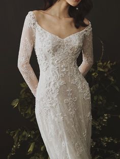 Long Sleeves Sheath Wedding Dresses Lace Appliqued Gowns JKZ6202|Annapromdress Long Sleeve Sheath Wedding Dress, Sheath Wedding Dresses, Sheath Wedding Dress Lace, Sheath Wedding, Dream Wedding Ideas Dresses, Etsy Wedding Dress, Long Sleeve Wedding, Vestidos Vintage, Dresses Lace