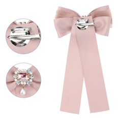 Suitable for daily use, it is a good gift for your friends. Perfect for parties, weddings, everyday office work, or other occasions. Wear it with stand-collar shirts, sweaters, blouses, and dresses for an elegant look and added glamour. Specification: 1. Clip closure on ribbon back, which can pin your bow tie faster and easier. 2. Nice Accessories: Match with a collar shirt, sweater, blouse, and dress to increase your elegant personality. 3. Add this fancy bow brooch to make daily life more inte Elegant Pink Bow For Gift, Elegant Bow Hair Accessories As Gift, Elegant Hair Accessories With Satin Bow As Gift, Elegant Satin Bow Hair Accessories Gift, Elegant Bow Pins As A Gift, Elegant Bow Pins As Gifts, Elegant Bow Pins For Gifts, Party Pins With Bow, Elegant Bow Tie Hair Accessories As Gift