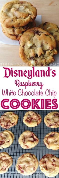 the cover of disneyland's raspberry white chocolate chip cookies